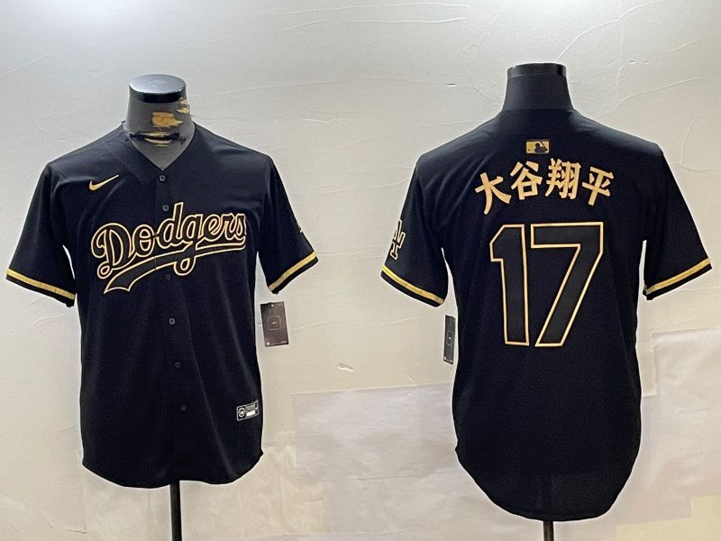 Men Los Angeles Dodgers 17 Ohtani Black Game 2024 Nike MLB Jersey style 10299